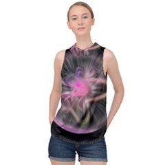 Stress Fractal Round Ball Light High Neck Satin Top