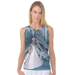 Wonderful Girl With Ice Dragon Women s Basketball Tank Top by FantasyWorld7