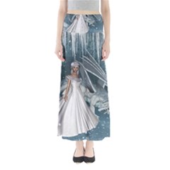 Wonderful Girl With Ice Dragon Full Length Maxi Skirt by FantasyWorld7