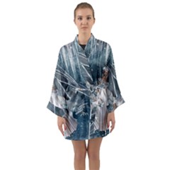 Wonderful Girl With Ice Dragon Long Sleeve Kimono Robe by FantasyWorld7