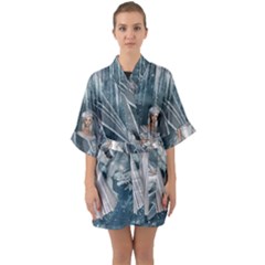 Wonderful Girl With Ice Dragon Quarter Sleeve Kimono Robe by FantasyWorld7