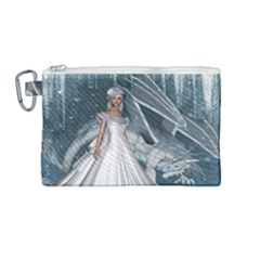 Wonderful Girl With Ice Dragon Canvas Cosmetic Bag (medium)