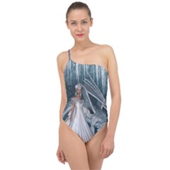 Wonderful Girl With Ice Dragon Classic One Shoulder Swimsuit