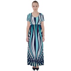 Retro Illusion Canvas Night High Waist Short Sleeve Maxi Dress