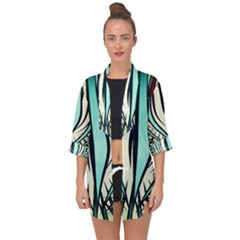 Retro Illusion Canvas Night Open Front Chiffon Kimono