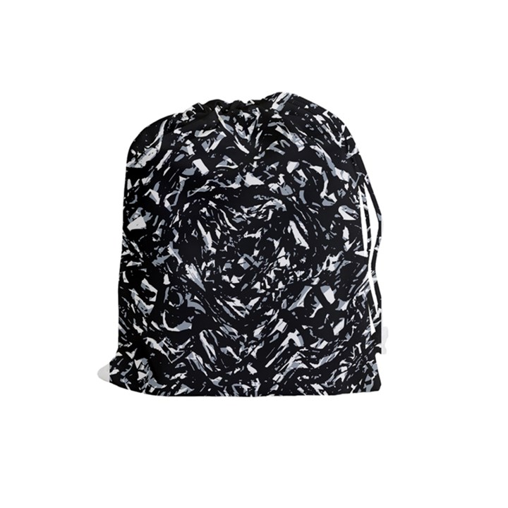 Dark Abstract Print Drawstring Pouch (Large)