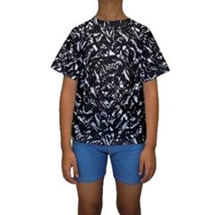 Dark Abstract Print Kids  Short Sleeve Swimwear