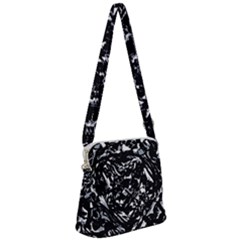 Dark Abstract Print Zipper Messenger Bag by dflcprintsclothing