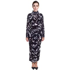 Dark Abstract Print Turtleneck Maxi Dress