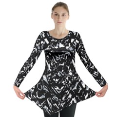 Dark Abstract Print Long Sleeve Tunic 