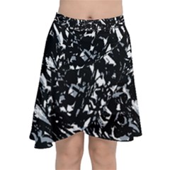 Dark Abstract Print Chiffon Wrap Front Skirt by dflcprintsclothing