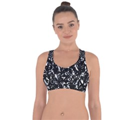 Dark Abstract Print Cross String Back Sports Bra