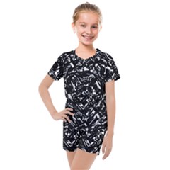 Dark Abstract Print Kids  Mesh Tee And Shorts Set