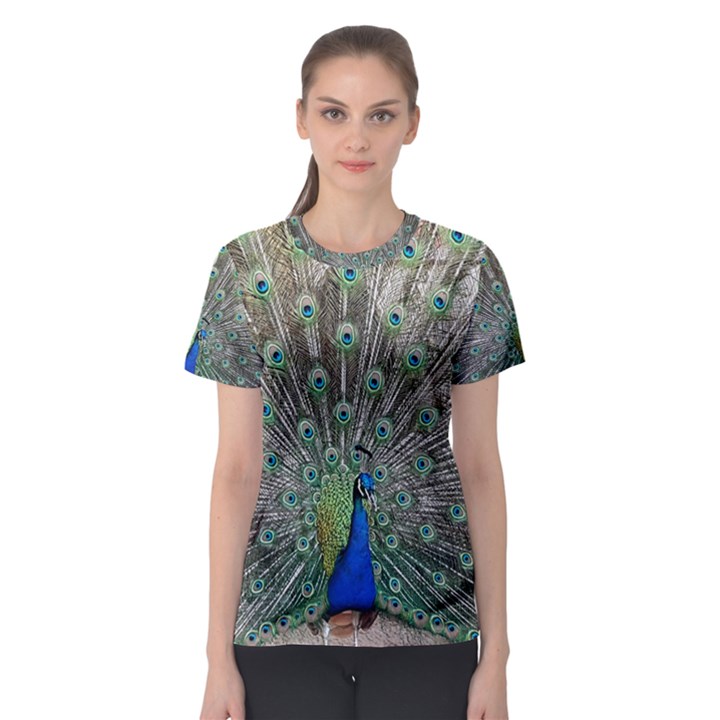 Peacock Bird Animal Feather Women s Sport Mesh Tee