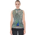 Peacock Bird Animal Feather Mock Neck Shell Top View1