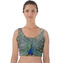 Peacock Bird Animal Feather Velvet Crop Top View1