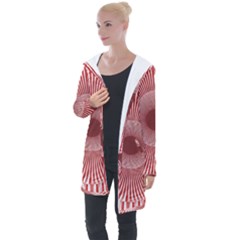 Fractals Abstract Pattern Flower Longline Hooded Cardigan