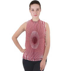 Fractals Abstract Pattern Flower Mock Neck Chiffon Sleeveless Top