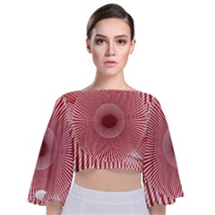 Fractals Abstract Pattern Flower Tie Back Butterfly Sleeve Chiffon Top