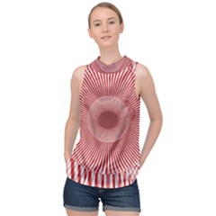 Fractals Abstract Pattern Flower High Neck Satin Top