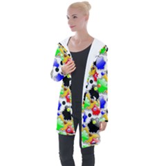 Pattern Background Wallpaper Design Longline Hooded Cardigan