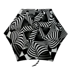 Op Art Black White Drawing Mini Folding Umbrellas by Pakrebo