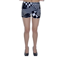 Op Art Black White Drawing Skinny Shorts by Pakrebo