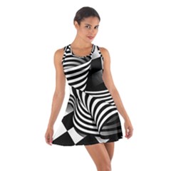 Op Art Black White Drawing Cotton Racerback Dress by Pakrebo