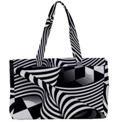 Op Art Black White Drawing Canvas Work Bag