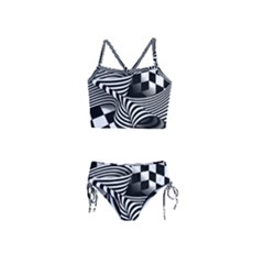 Op Art Black White Drawing Girls  Tankini Swimsuit