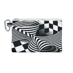 Op Art Black White Drawing Canvas Cosmetic Bag (medium)