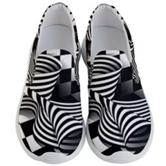 Op Art Black White Drawing Men s Lightweight Slip Ons