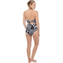 Op Art Black White Drawing Scallop Top Cut Out Swimsuit View2