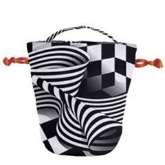 Op Art Black White Drawing Drawstring Bucket Bag