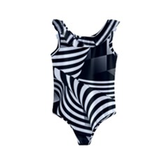 Op Art Black White Drawing Kids  Frill Swimsuit