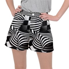 Op Art Black White Drawing Stretch Ripstop Shorts