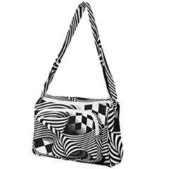 Op Art Black White Drawing Front Pocket Crossbody Bag