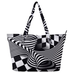 Op Art Black White Drawing Full Print Shoulder Bag