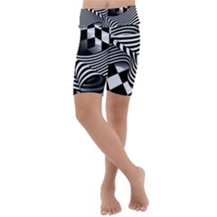 Op Art Black White Drawing Kids  Lightweight Velour Cropped Yoga Leggings