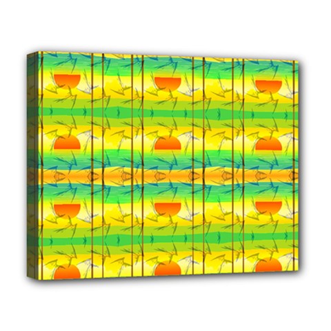 Birds Beach Sun Abstract Pattern Deluxe Canvas 20  X 16  (stretched) by Pakrebo