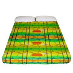 Birds Beach Sun Abstract Pattern Fitted Sheet (queen Size) by Pakrebo