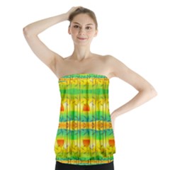 Birds Beach Sun Abstract Pattern Strapless Top by Pakrebo