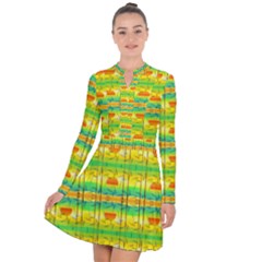 Birds Beach Sun Abstract Pattern Long Sleeve Panel Dress by Pakrebo