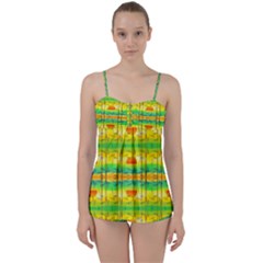 Birds Beach Sun Abstract Pattern Babydoll Tankini Set by Pakrebo