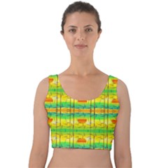 Birds Beach Sun Abstract Pattern Velvet Crop Top by Pakrebo