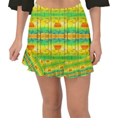 Birds Beach Sun Abstract Pattern Fishtail Mini Chiffon Skirt by Pakrebo