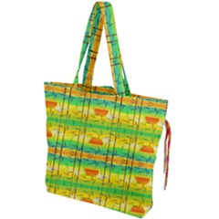 Birds Beach Sun Abstract Pattern Drawstring Tote Bag