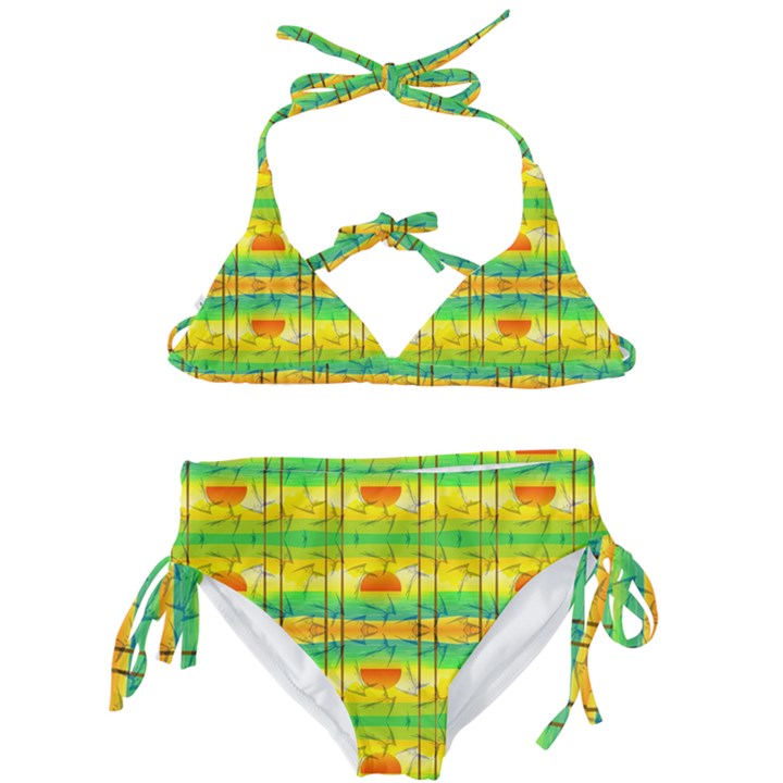 Birds Beach Sun Abstract Pattern Kids  Classic Bikini Set