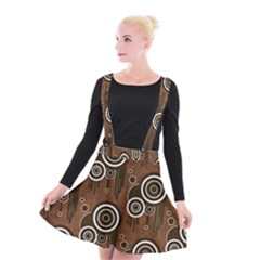 Abstract Background Brown Swirls Suspender Skater Skirt by Pakrebo