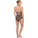 Abstract Background Brown Swirls Scallop Top Cut Out Swimsuit View2